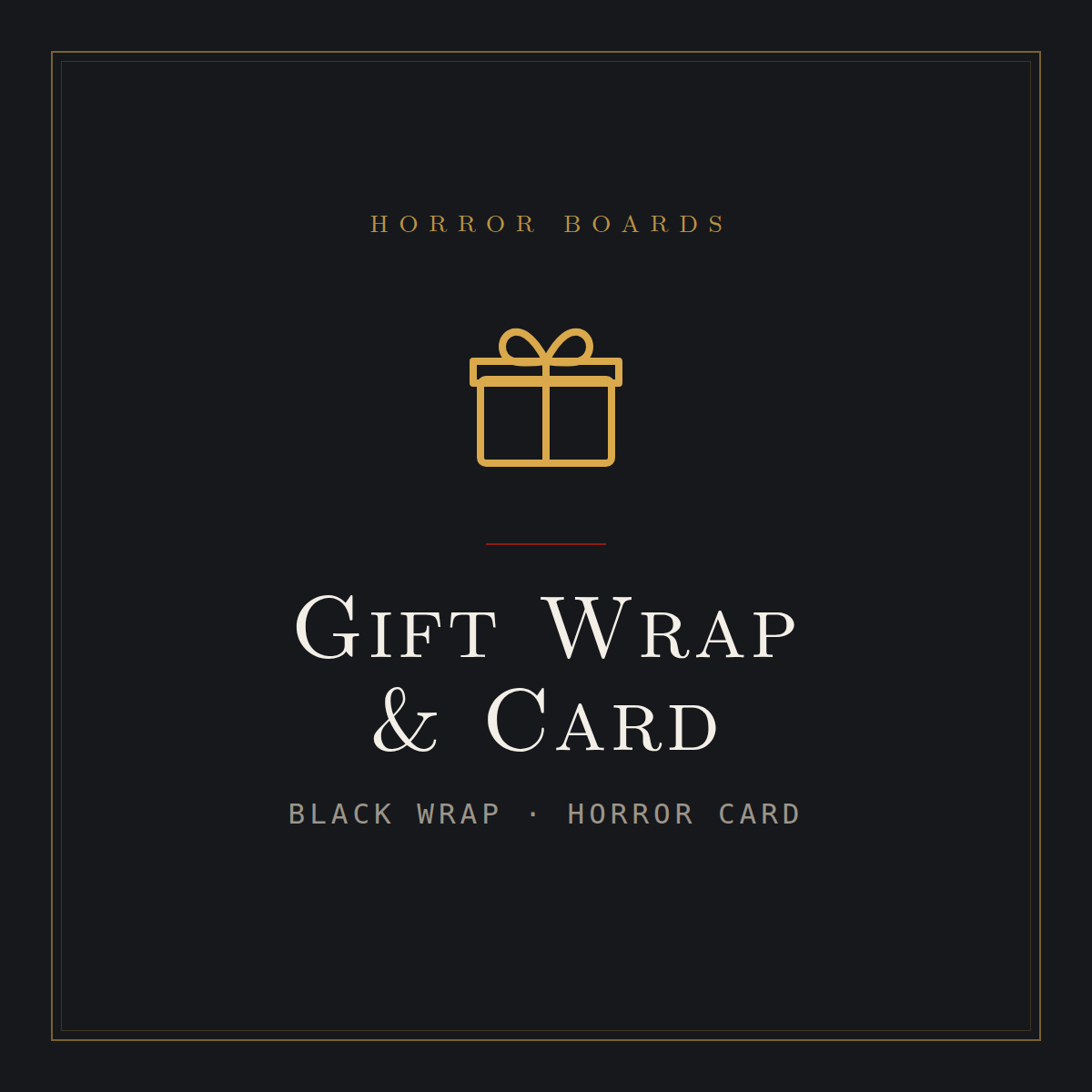 Emballage cadeau & carte — papier noir et carte style horreur